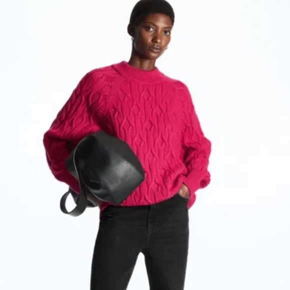 COS Pink Cable Knit Relaxed Oversized
Wool Blend Chunky Sweater Women's M - Picture 11 of 11
